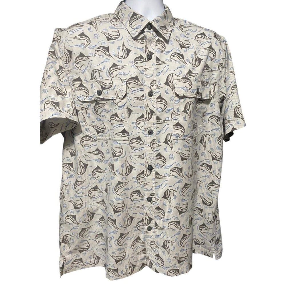 Croft and Barrow Shirt Men's L‎ Marlin Sport Fishing Quick Dry Short Sleeve
